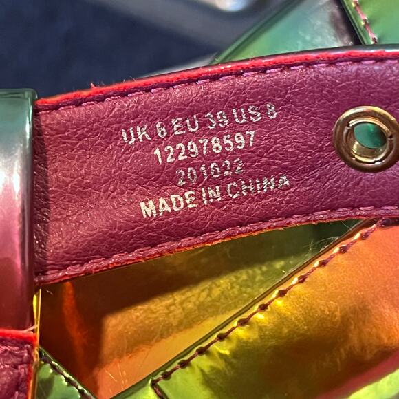 ASOS 8 Chunky Rainbow Platform Gladiator Sandals Holographic Y2K Festival - Picture 9 of 9